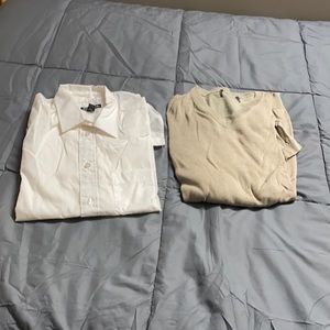 Button up shirt and long sleeve sweater
